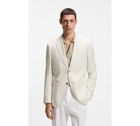 BOSS Slim-fit blazer in checked linen, cotton and silk - Style H-Janson-FL-261, 50561891 Light Beige 38R