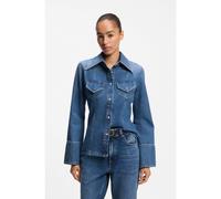 BOSS Slim-fit blouse in rigid crosshatch denim - Style C_SLIM SHIRT, 50564434 Blue S