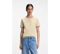 BOSS Slim-fit cotton T-shirt with contrast rib details - Style C_Ezoe, 50571841 Light Yellow S