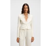 BOSS Slim-fit cropped jacket with collarless styling - Style Jamaisa, 50490043 White 4