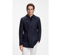 BOSS Slim-fit double-breasted short coat in a wool blend - Style H-Hyde-Pcoat-234, 50536826 Dark Blue 42R