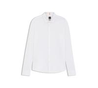 BOSS Slim-fit Hemd Aus Meliertem Baumwoll-Jersey White
