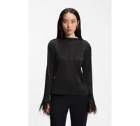 BOSS Slim-fit mock-neck top with feather details - Style Efedera1, 50571239 Black S