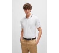 BOSS Slim-fit polo shirt in cotton with striped collar - Style Penrose 38, 50469360 White XXXL