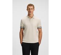 BOSS Slim-fit polo shirt in cotton with striped cuffs - Style Polo Zone, 50544448 Natural XXXL