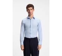 BOSS Slim-fit shirt in a thermoregulating structured cotton blend - Style P-HANK-K-261, 50567221 Light Blue 17.7