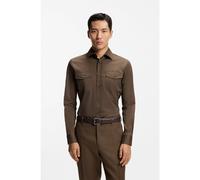 BOSS Slim-fit shirt in an Italian-made cotton blend - Style L-HAYS-SPREAD-2P-253, 50555116 Khaki 15.5
