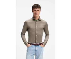 BOSS Slim-fit shirt in cotton jersey - Style L-HAYS-SPREAD-C1-243, 50567149 Brown 16.5
