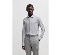 BOSS Slim-fit shirt in cotton-piqué jersey - Style P-HANK-spread-243, 50527675 Light Grey 15