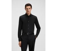 BOSS Slim-fit shirt in easy-iron stretch-cotton poplin - Style H-HANK-kent-C1-214, 50469345 Black 14.5