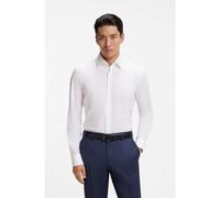 BOSS Slim-fit shirt in easy-iron stretch-cotton poplin - Style H-HANK-kent-C1-214, 50469345 White 15L