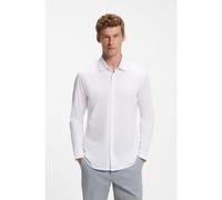 BOSS Slim-fit shirt in melange cotton jersey - Style Mysoft_2_M, 50519748 White M