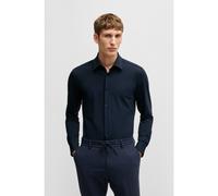 BOSS Slim-fit shirt in structured performance-stretch jersey - Style P-HANK-s-kent-C1-222, 50539398 Dark Blue 17.5