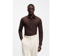 BOSS Slim-fit stretch-cotton shirt - Style H-HANK-kent-C1-214, 50469345 Dark Brown 15.7