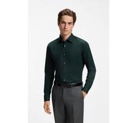 BOSS Slim-fit stretch-cotton shirt - Style H-HANK-kent-C1-214, 50469345 Dark Green 17.7