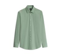 BOSS Slim-fit stretch-cotton shirt - Style H-HANK-kent-C1-214, 50469345 Light Green 15.5
