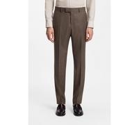 BOSS Slim-fit suit trousers in wool, silk and linen - Style H-Genius-B1-262, 50562605 Dark Brown 36R