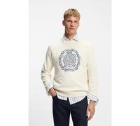 BOSS Slub-knit sweater with crest-logo intarsia - Style Kerbert, 50555867 Natural S