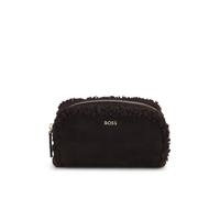 BOSS Small pouch in faux suede with gold-tone logo - Style Sandy SM Pouch SH, 50573412 Dark Brown pcs.