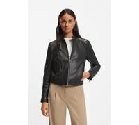 BOSS Stand-collar biker jacket in soft leather - Style C_Saleste1, 50545625 Black 16