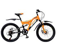 Boss Stealth 20" Kids Dual Suspension Bike | Junior MTB Style Girls Boys Sport Bicycle | 18 Speed, Full Suspension | Black/orange | Ages 6+