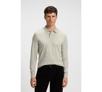 Boss Orange Passerby Mens Long Sleeve Stretch-Cotton Polo Shirt with Logo Patch - Beige - Size Large