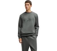 BOSS Stretch-cotton Sweatshirt with Sandwich Logo (Dark Grey, L)