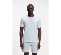 BOSS T-Shirt Aus Stretch-Baumwolle Mit Logo-Stickerei Blue