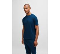Men's BOSS Green Tee Mens Stretch Cotton T-Shirt with Contrast Logo - Navy - Size: 38/Regular