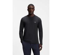 BOSS Mens Tee Long Long-Sleeved T-Shirt in Stretch Cotton with Contrast Logo