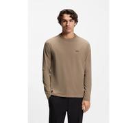 BOSS Stretch-cotton T-shirt with contrast logo - Style Tee Long, 50506365 Light Brown XL