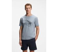 BOSS Stretch-cotton T-shirt with flag artwork - Style TS_Network Flag, 50566853 Grey 6XL
