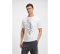 BOSS Stretch-cotton T-shirt with geometric print - Style Tee GRX Zone, 50543808 White 4XL