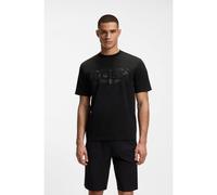 BOSS Stretch-cotton T-shirt with logo artwork - Style TS_Globe LogoPattern, 50559363 Black XXXL