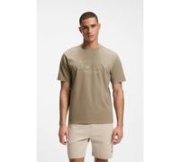 BOSS Stretch-cotton T-shirt with logo artwork - Style TS_Globe LogoPattern, 50559363 Light Brown M