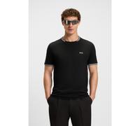 BOSS Green Taul Mens Stretch-Cotton T-Shirt with Stripes and Logo - Black 001 - XL