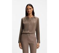 BOSS Stretch-silk blouse with gathered details - Style Banorah, 50571073 Brown 16