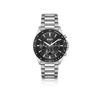 BOSS Strike Black-dial chronograph watch with H-link bracelet - Style STRIKE, 58565036 Silver tone