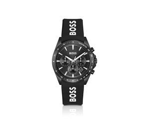 BOSS Strike Black-dial chronograph watch with silicone logo strap - Style STRIKE, 58565035 Black pcs.