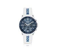 BOSS Grooved-dial chronograph watch with silicone logo strap - Style STRIKE, 58244953 White pcs.