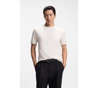 BOSS Structured-cotton T-shirt with cuff stripes - Style C-Taut 90, 50564942 Natural XL