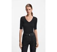 BOSS Structured-knit T-shirt with tonal button trims - Style Falonka, 50542881 Black XL