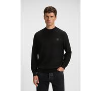 BOSS Structured sweater in cotton and cashmere with logo patch - Style Anion_S, 50527584 Black L