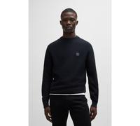 BOSS Structured sweater in cotton and cashmere with logo patch - Style Anion_S, 50527584 Dark Blue S
