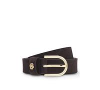 BOSS Suede belt with gold-tone Double B monogram - Style Scarlet-BB-Sd-G_Sz25, 50522643 Dark Brown 32