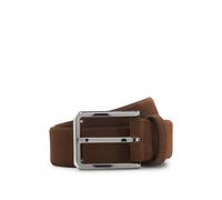 BOSS Suede belt with silver-tone buckle - Style Caleb-Sd_Sz35, 50542138 Dark Brown 38
