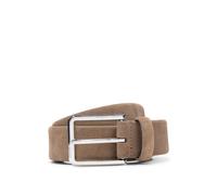 BOSS Suede belt with silver-tone buckle - Style Caleb-Sd_Sz35, 50542138 Light Brown 34
