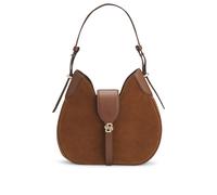 BOSS Suede hobo bag with Double B monogram - Style BOSS BEYOND Hobo S, 50557954 Brown pcs.