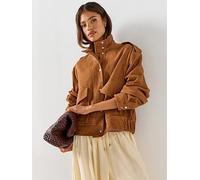 BOSS Suede Jacket With Blouson Styling, Red, Size 16, Women Red