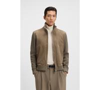 BOSS Suede jacket with cotton-blend sleeves - Style H-Maparo, 50547673 Brown 40R